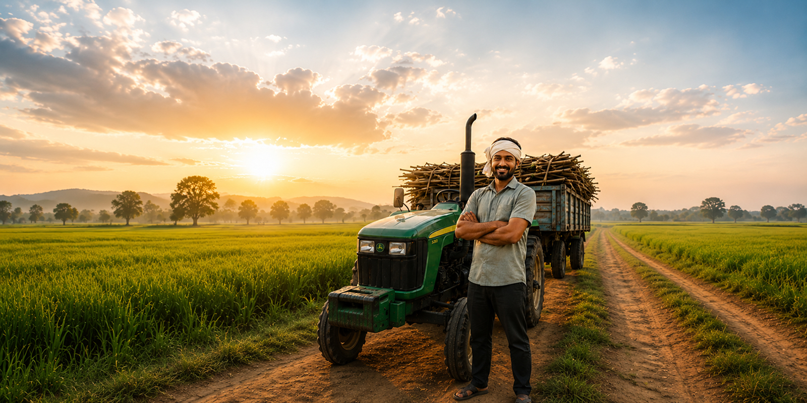 Tractor in an Indian farm field