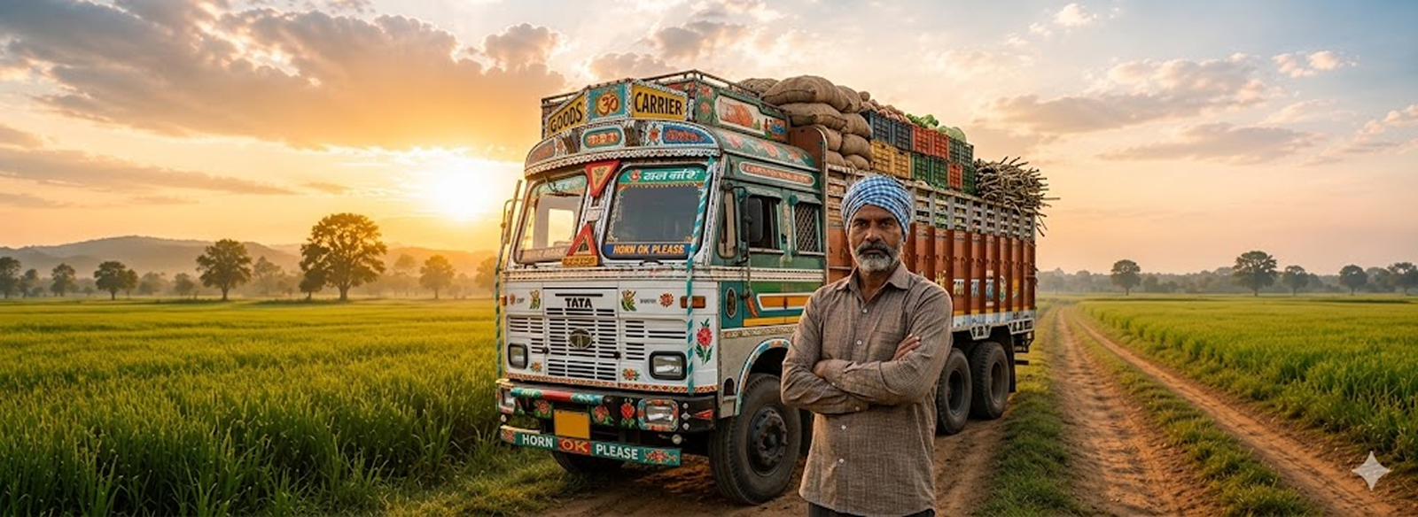 Commercial trucks on a highway